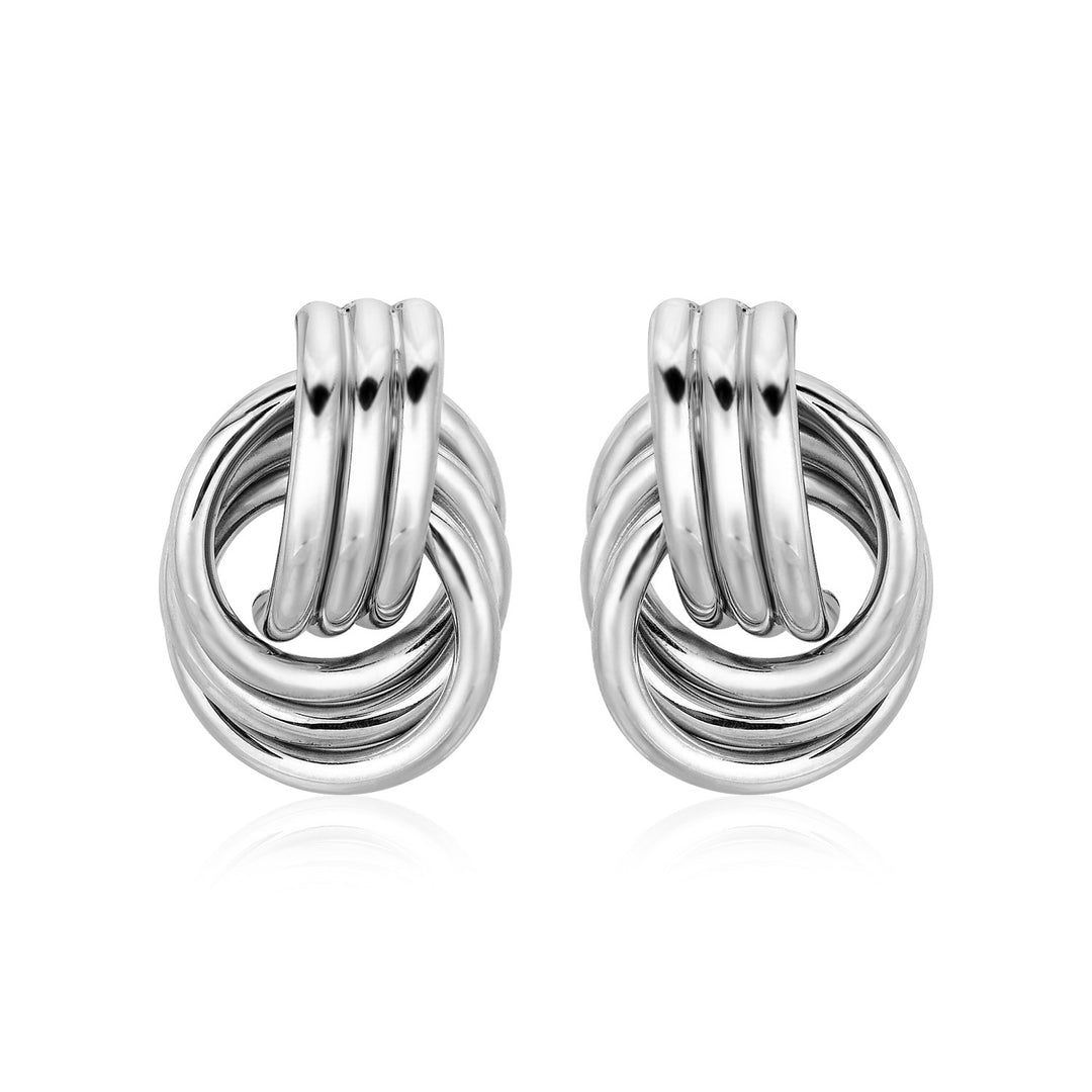 Polished Love Knot Earrings with Interlocking Rings in Sterling Silver(15mm)