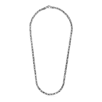 Sterling Silver Gunmetal Finish Byzantine Chain Necklace - jazzyjewelryjones