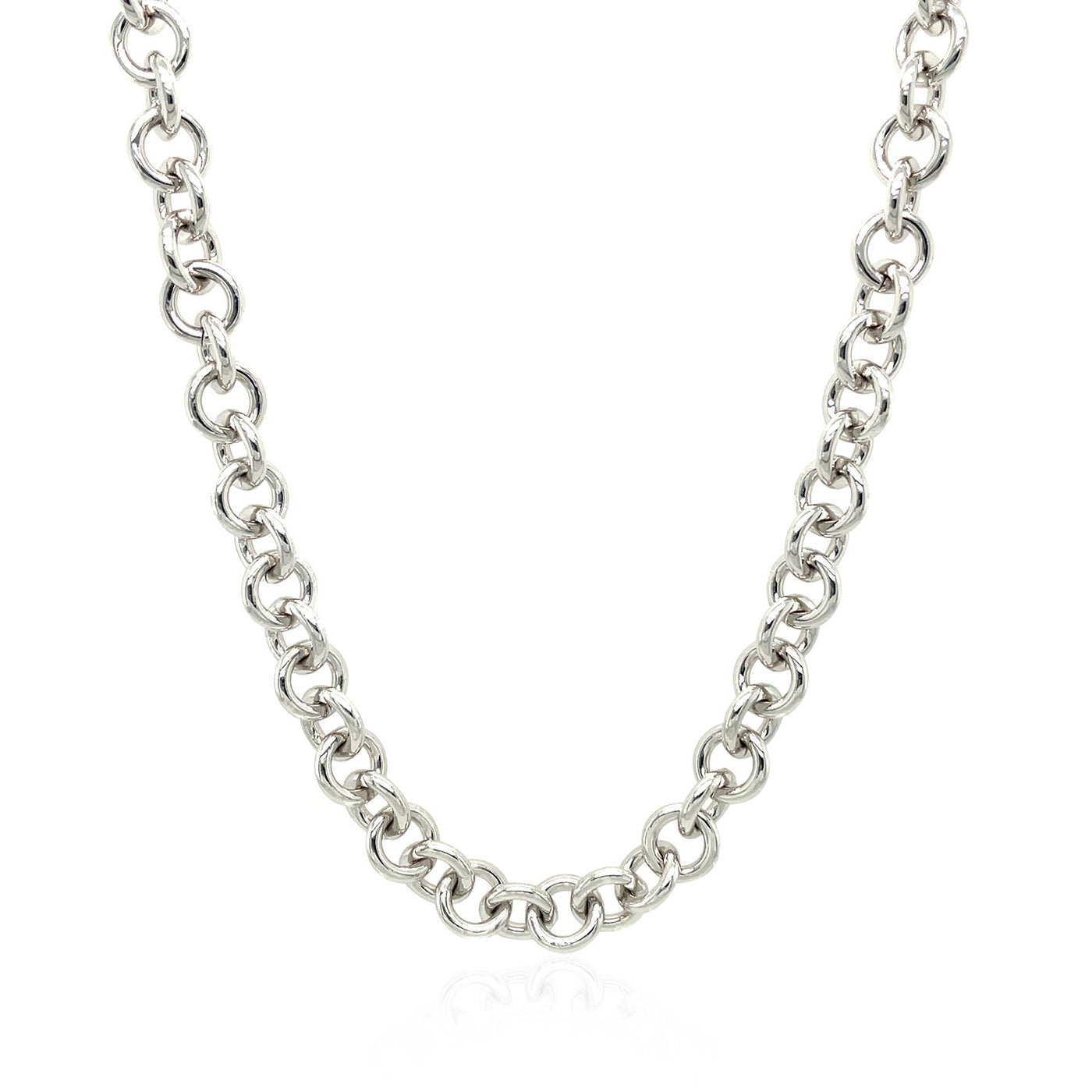 Sterling Silver Rhodium Plated Rolo Chain Necklace with a Heart Toggle Charm - jazzyjewelryjones