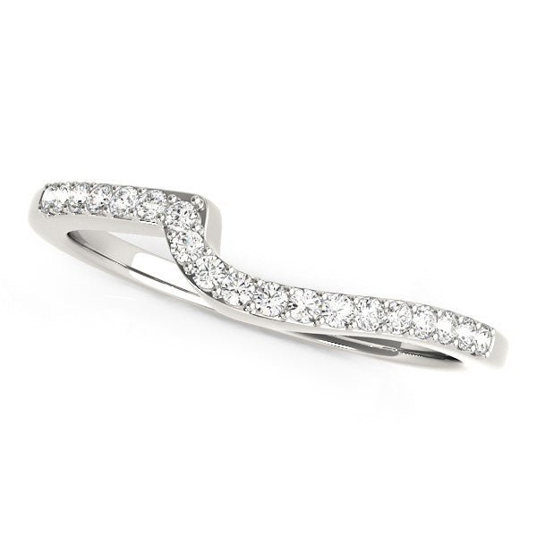 14k White Gold Curved Design Round Diamond Wedding Band (1/4 cttw) - jazzyjewelryjones