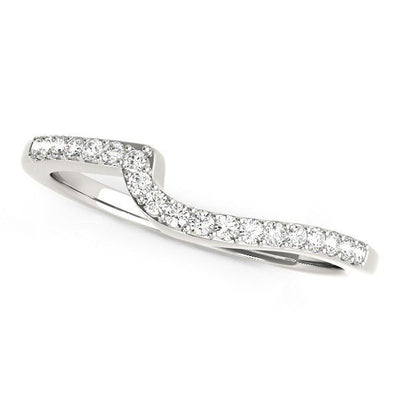 14k White Gold Curved Design Round Diamond Wedding Band (1/4 cttw) - jazzyjewelryjones