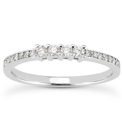 14k White Gold Wedding Band with Pave Set Diamonds and Prong Set Diamonds - jazzyjewelryjones