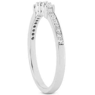 14k White Gold Wedding Band with Pave Set Diamonds and Prong Set Diamonds - jazzyjewelryjones