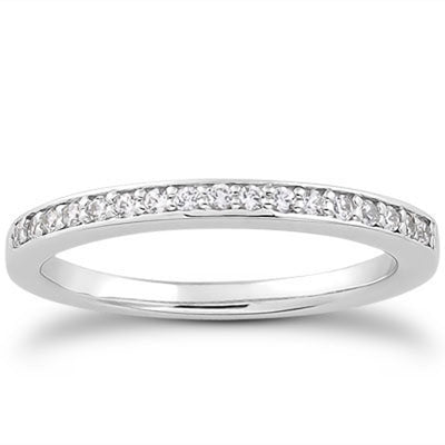14k White Gold Micro - pave Flat Sided Diamond Wedding Ring Band - jazzyjewelryjones