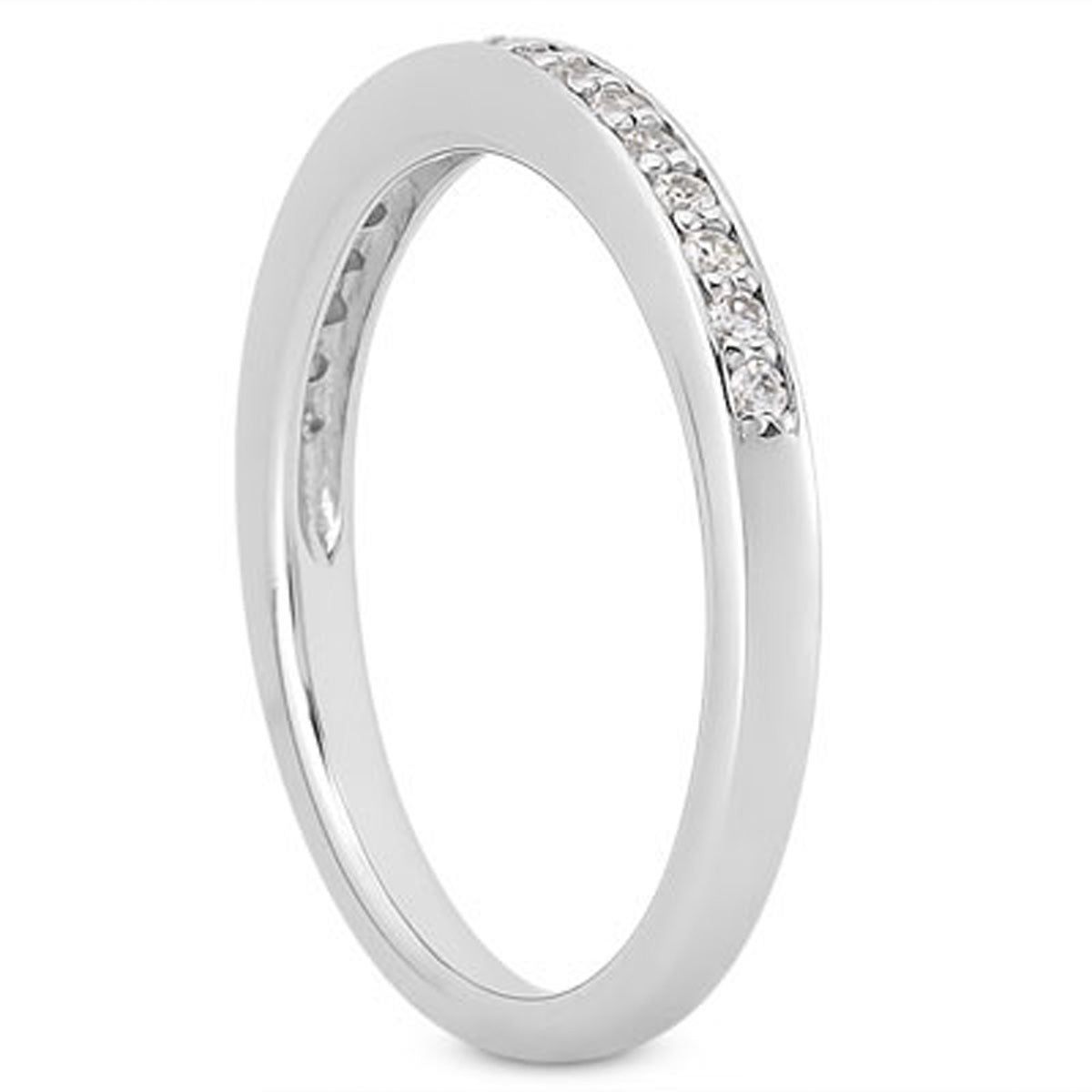 14k White Gold Micro - pave Flat Sided Diamond Wedding Ring Band - jazzyjewelryjones