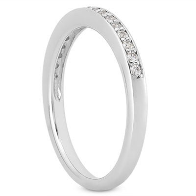 14k White Gold Micro - pave Flat Sided Diamond Wedding Ring Band - jazzyjewelryjones