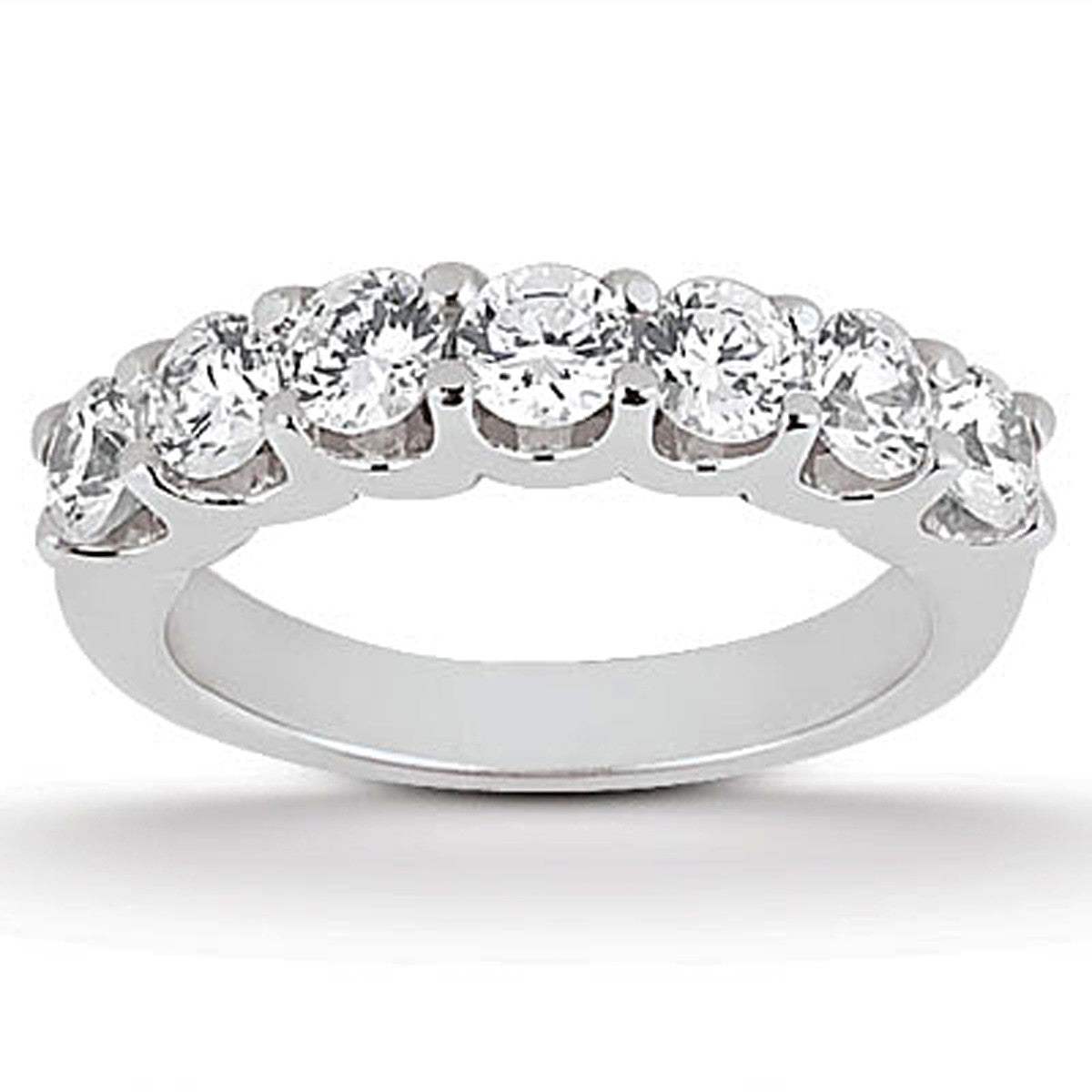 14k White Gold Diamond Scalloped Shared U Prong Setting Wedding Ring Band - jazzyjewelryjones
