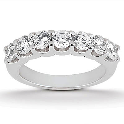 14k White Gold Diamond Scalloped Shared U Prong Setting Wedding Ring Band - jazzyjewelryjones