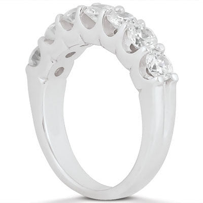 14k White Gold Diamond Scalloped Shared U Prong Setting Wedding Ring Band - jazzyjewelryjones