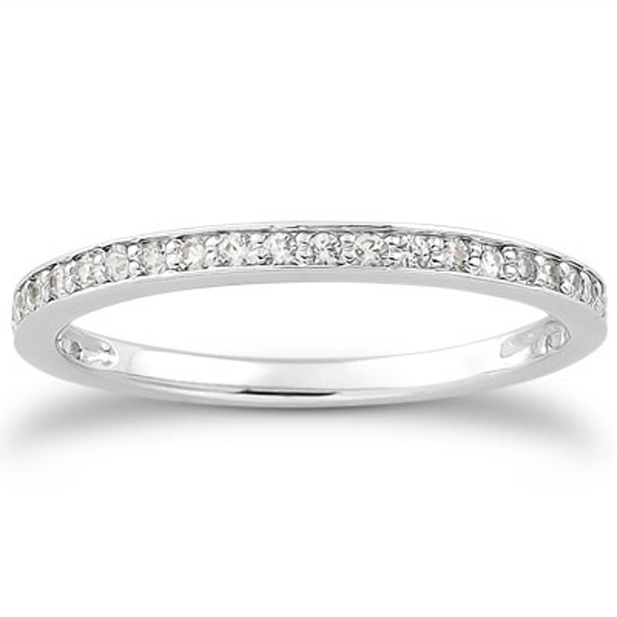14k White Gold Micro - pave Diamond Wedding Ring Band Set 3/4 Around - jazzyjewelryjones