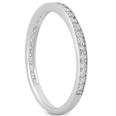 14k White Gold Micro - pave Diamond Wedding Ring Band Set 3/4 Around - jazzyjewelryjones