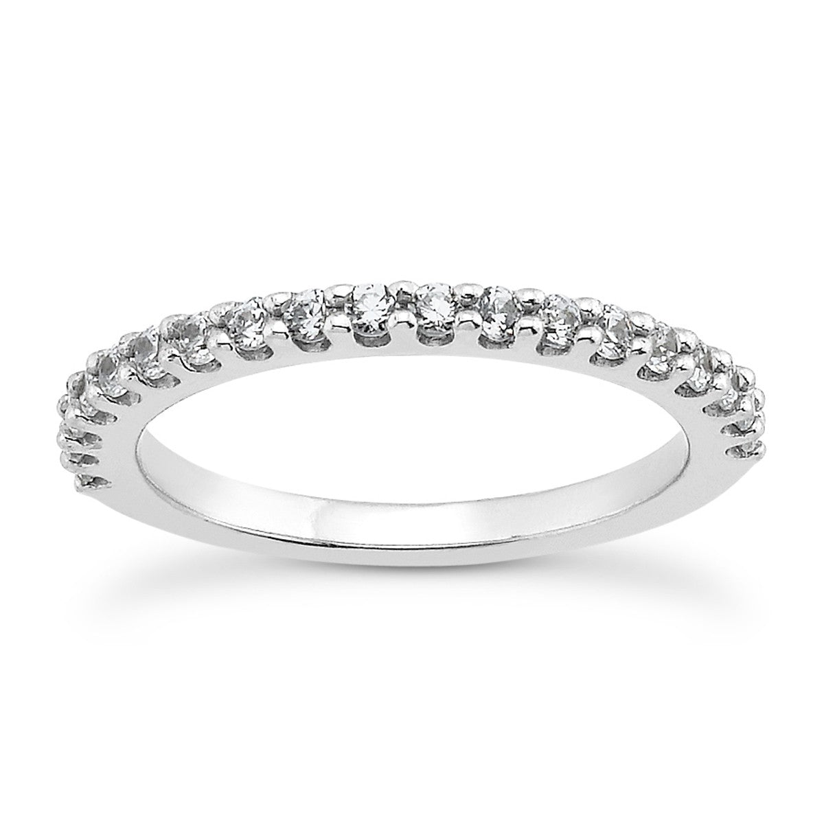 14k White Gold Shared Prong Diamond Wedding Ring Band with U Settings - jazzyjewelryjones