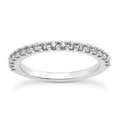 14k White Gold Shared Prong Diamond Wedding Ring Band with U Settings - jazzyjewelryjones