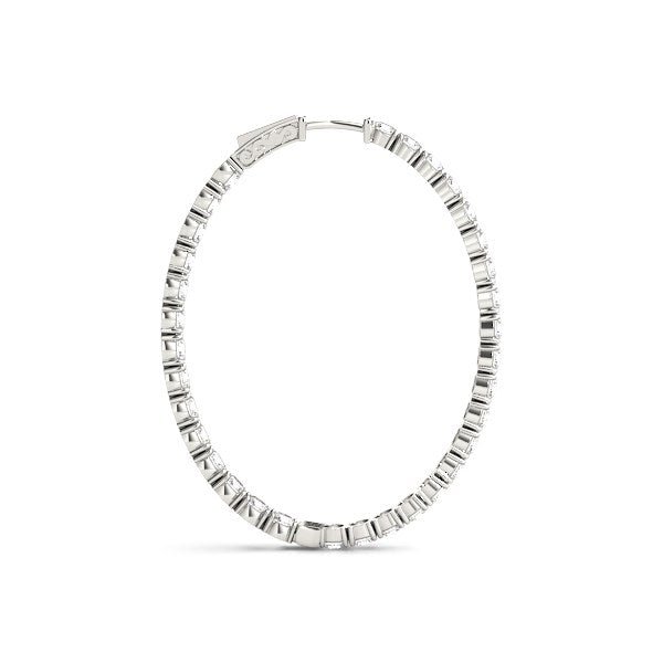 Oval Shape Two Sided Diamond Hoop Earrings in 14k White Gold (2 cttw) - jazzyjewelryjones
