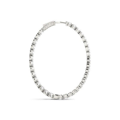 Oval Shape Two Sided Diamond Hoop Earrings in 14k White Gold (2 cttw) - jazzyjewelryjones