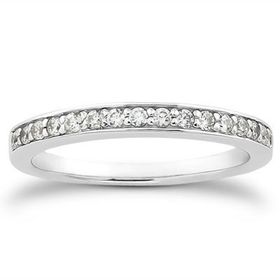 14k White Gold Pave Diamond Wedding Ring Band Set 1/2 Around - jazzyjewelryjones