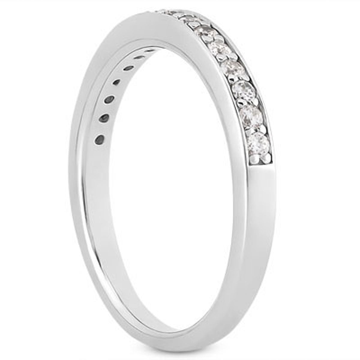 14k White Gold Pave Diamond Wedding Ring Band Set 1/2 Around - jazzyjewelryjones