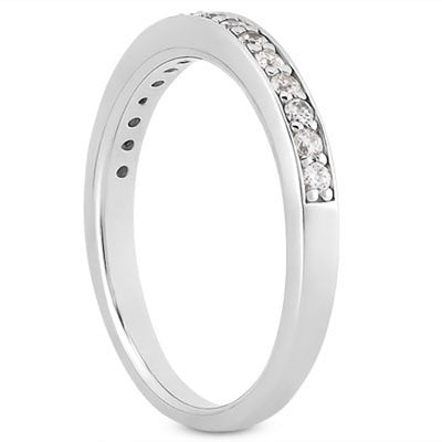 14k White Gold Pave Diamond Wedding Ring Band Set 1/2 Around - jazzyjewelryjones
