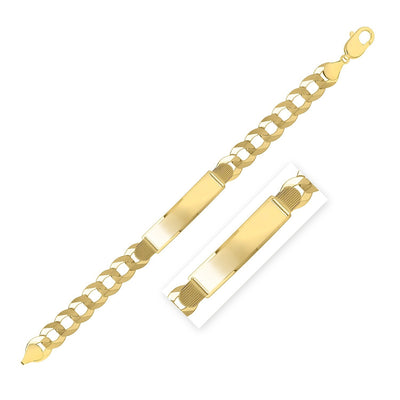 14k Yellow Gold 8 1/2 inch Mens Wide Curb Chain ID Bracelet (10.00 mm) - jazzyjewelryjones