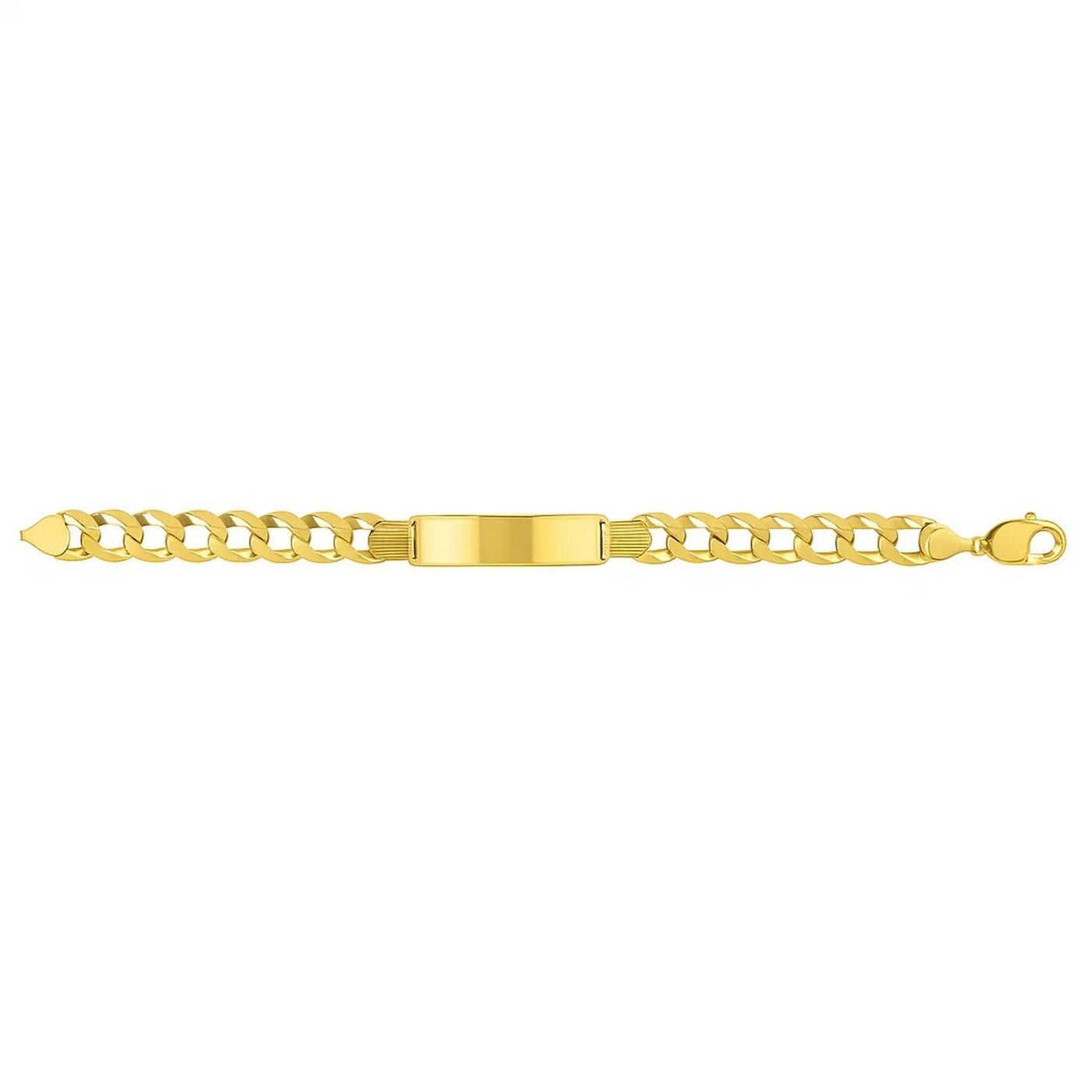 14k Yellow Gold 8 1/2 inch Mens Wide Curb Chain ID Bracelet (10.00 mm) - jazzyjewelryjones