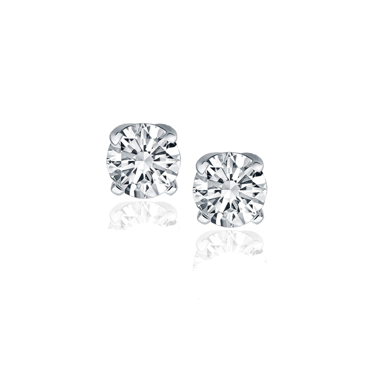 14k White Gold Diamond Four Prong Stud Earrings (1 cttw) - jazzyjewelryjones