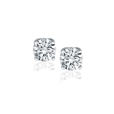 14k White Gold Diamond Four Prong Stud Earrings (1 cttw) - jazzyjewelryjones