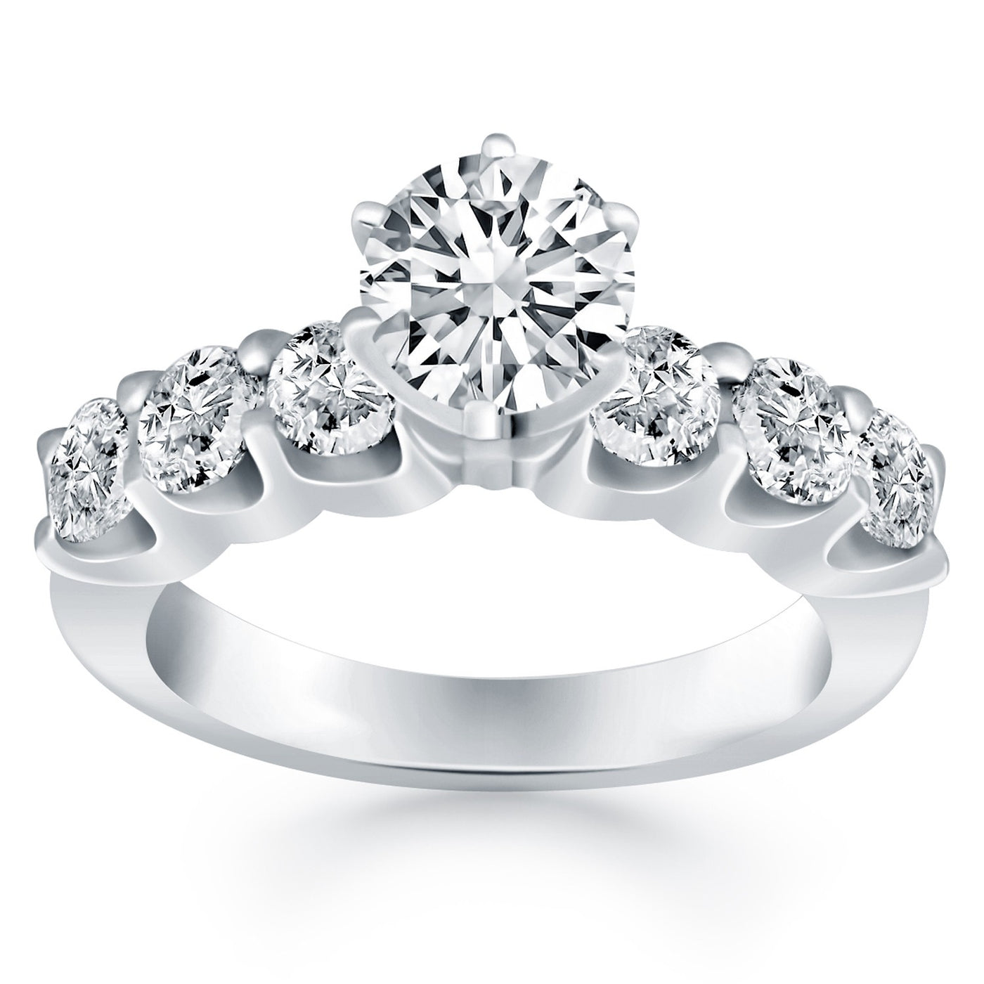 14k White Gold Shared Prong Diamond Engagement Ring - jazzyjewelryjones