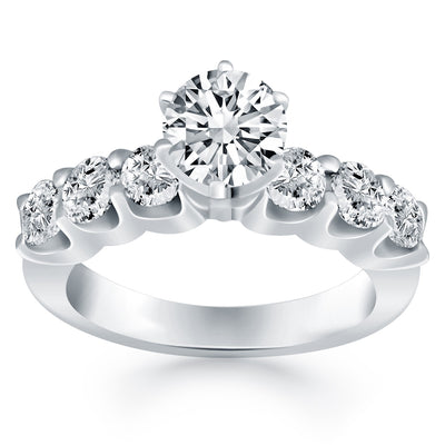 14k White Gold Shared Prong Diamond Engagement Ring - jazzyjewelryjones