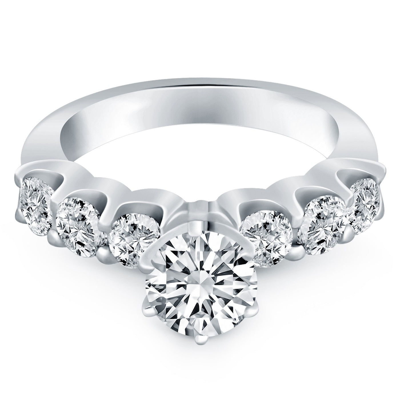 14k White Gold Shared Prong Diamond Engagement Ring - jazzyjewelryjones