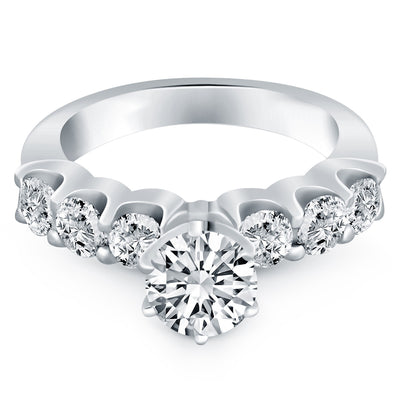 14k White Gold Shared Prong Diamond Engagement Ring - jazzyjewelryjones