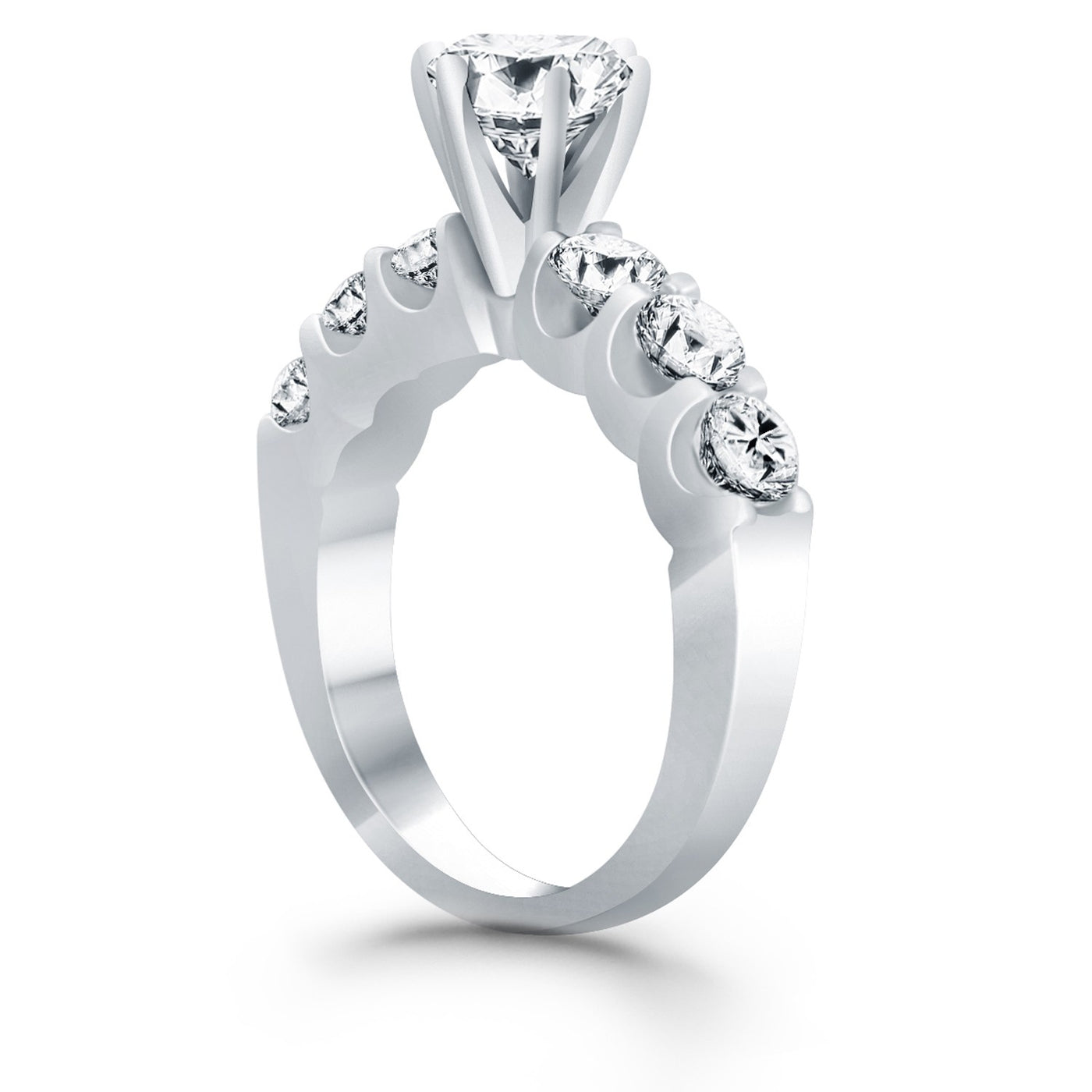 14k White Gold Shared Prong Diamond Engagement Ring - jazzyjewelryjones