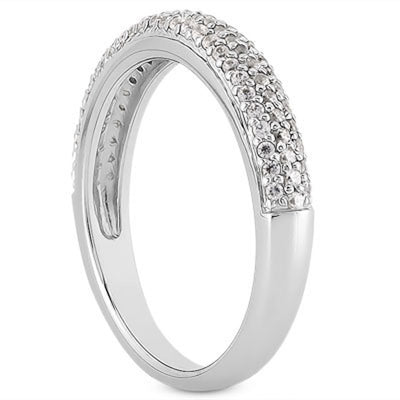 14k White Gold Triple Multi - Row Micro - Pave Diamond Wedding Ring Band - jazzyjewelryjones