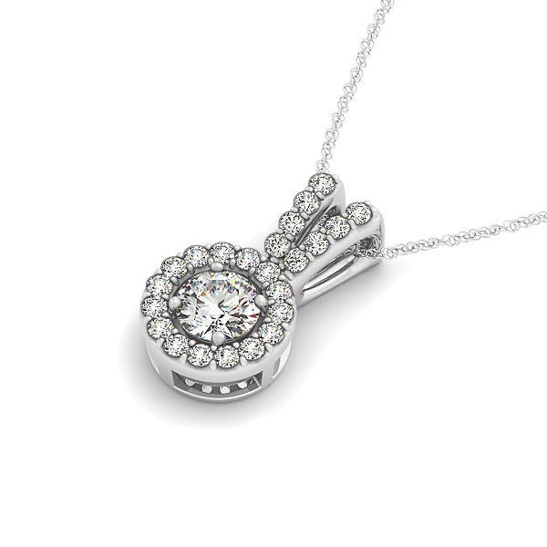 Round Pendant with Split Bail and Diamond Halo in 14k White Gold (3/4 cttw) - jazzyjewelryjones