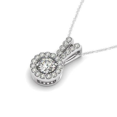 Round Pendant with Split Bail and Diamond Halo in 14k White Gold (3/4 cttw) - jazzyjewelryjones