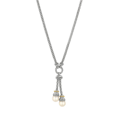 18k Yellow Gold and Sterling Silver Popcorn Style Necklace with Pearl Accents - jazzyjewelryjones