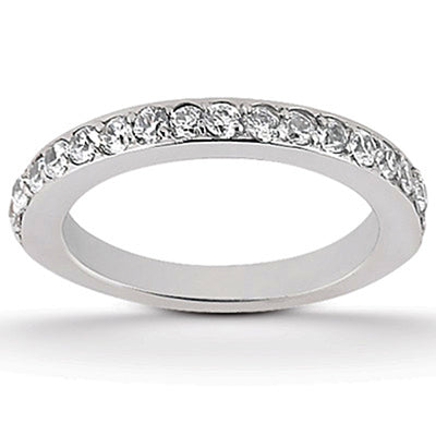 14k White Gold Pave Diamond Wedding Ring Band Set 1/2 Around - jazzyjewelryjones