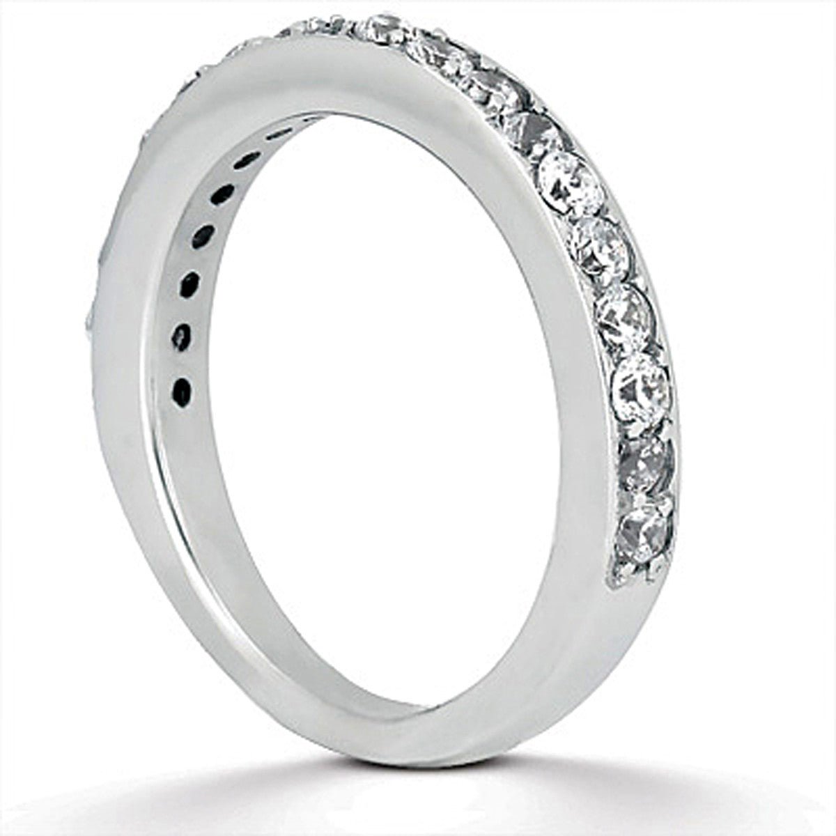 14k White Gold Pave Diamond Wedding Ring Band Set 1/2 Around - jazzyjewelryjones