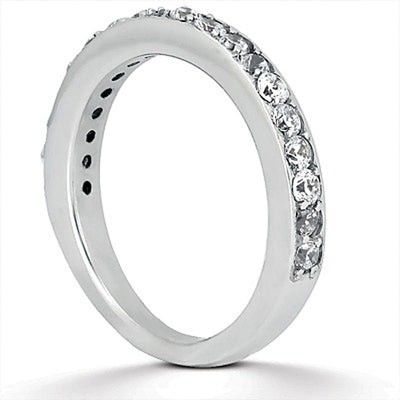 14k White Gold Pave Diamond Wedding Ring Band Set 1/2 Around - jazzyjewelryjones