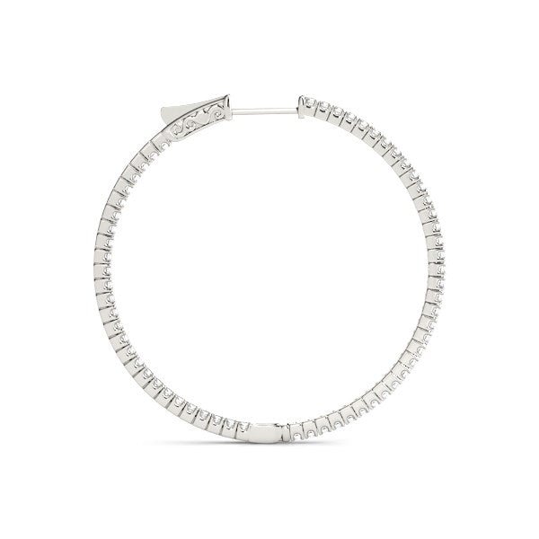 14k White Gold Slim Two Sided Diamond Hoop Earrings (1 1/2 cttw) - jazzyjewelryjones