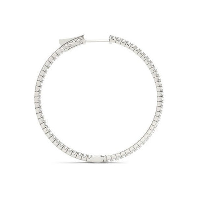 14k White Gold Slim Two Sided Diamond Hoop Earrings (1 1/2 cttw) - jazzyjewelryjones