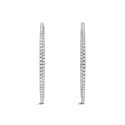 14k White Gold Slim Two Sided Diamond Hoop Earrings (1 1/2 cttw) - jazzyjewelryjones