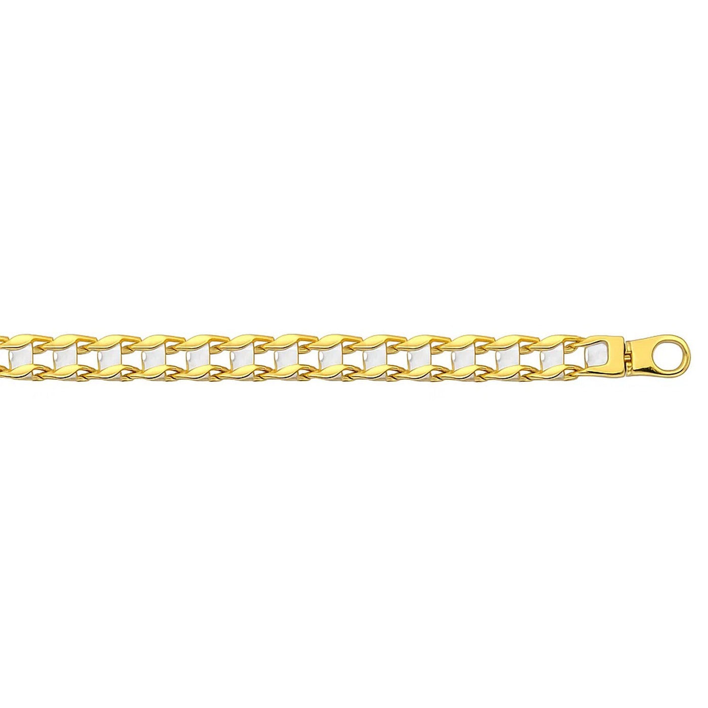 14k Two - Tone Gold Mens Bracelet with S Style Bar Links (7.85 mm) - jazzyjewelryjones