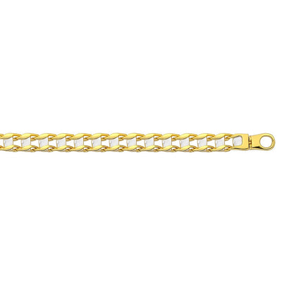 14k Two - Tone Gold Mens Bracelet with S Style Bar Links (7.85 mm) - jazzyjewelryjones