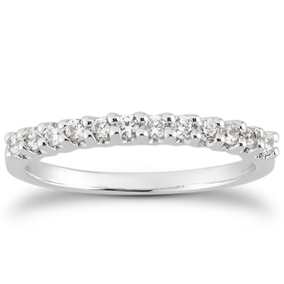 14k White Gold Fancy U Setting Shared Prong Diamond Wedding Ring Band - jazzyjewelryjones