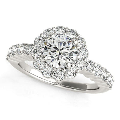 14k White Gold Round Floral Motif Diamond Engagement Ring (1 5/8 cttw) - jazzyjewelryjones