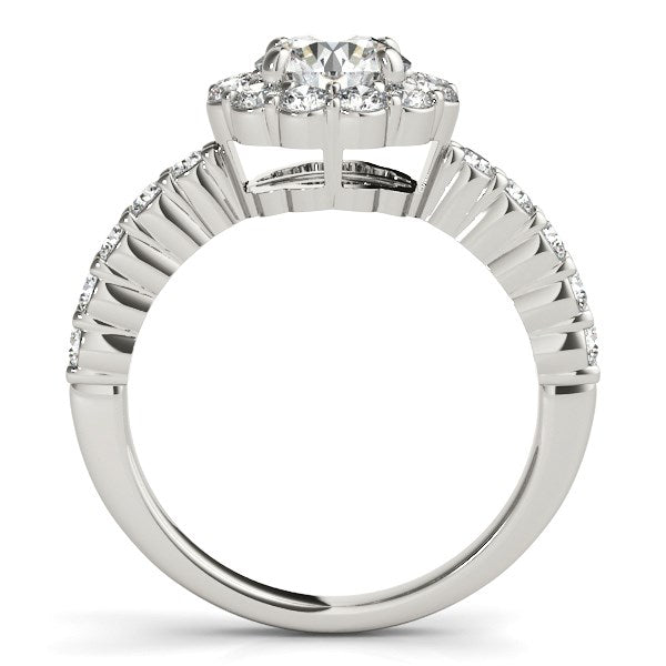 14k White Gold Round Floral Motif Diamond Engagement Ring (1 5/8 cttw) - jazzyjewelryjones