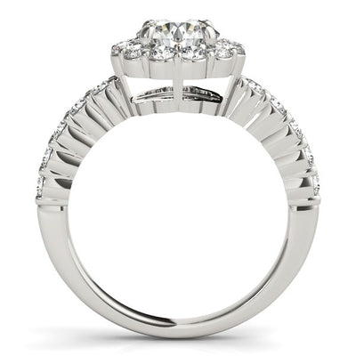 14k White Gold Round Floral Motif Diamond Engagement Ring (1 5/8 cttw) - jazzyjewelryjones