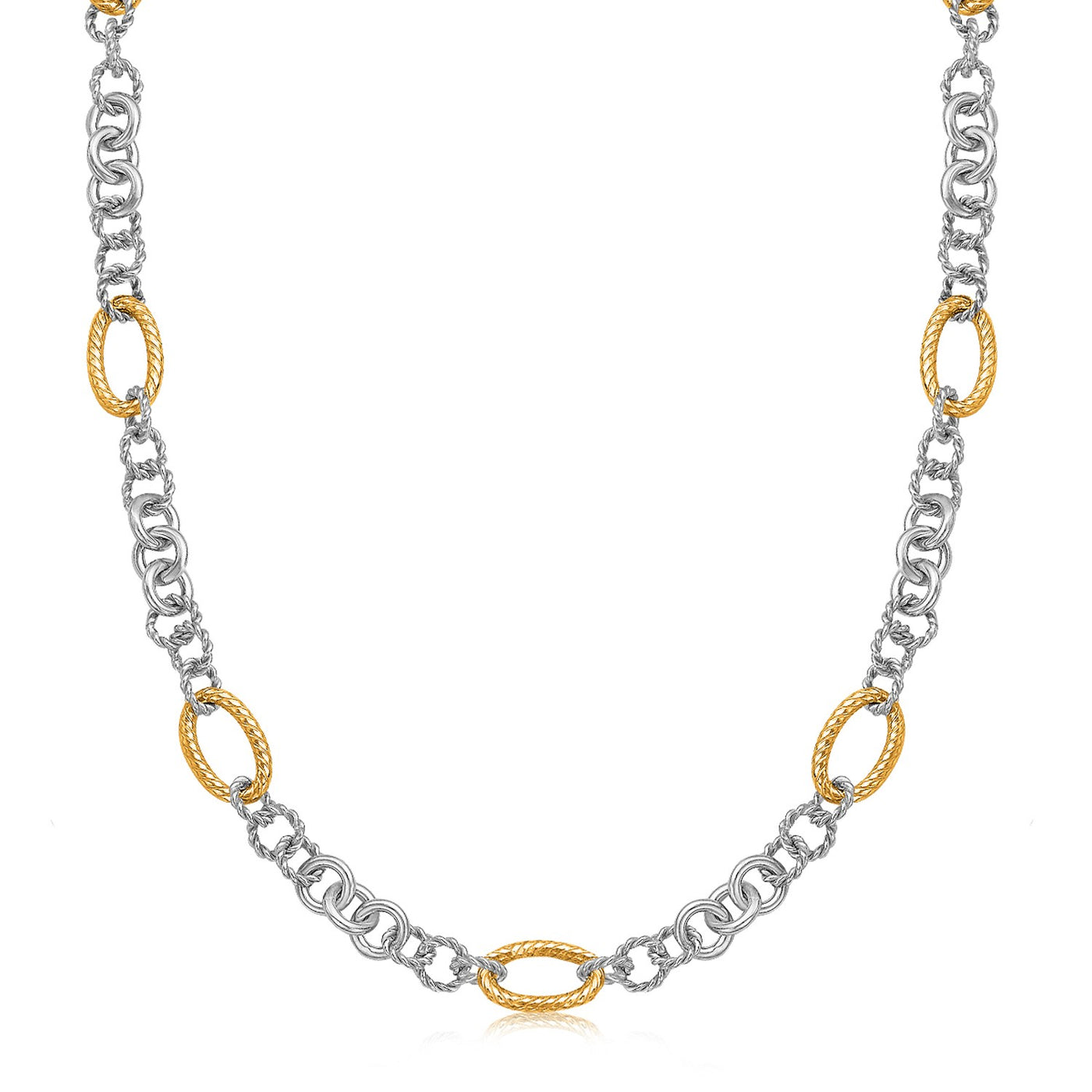 18k Yellow Gold and Sterling Silver Rhodium Plated Multi Style Chain Necklace - jazzyjewelryjones