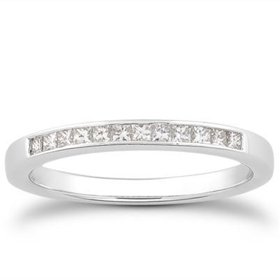 14k White Gold Channel Set Princess Diamond Wedding Ring Band - jazzyjewelryjones