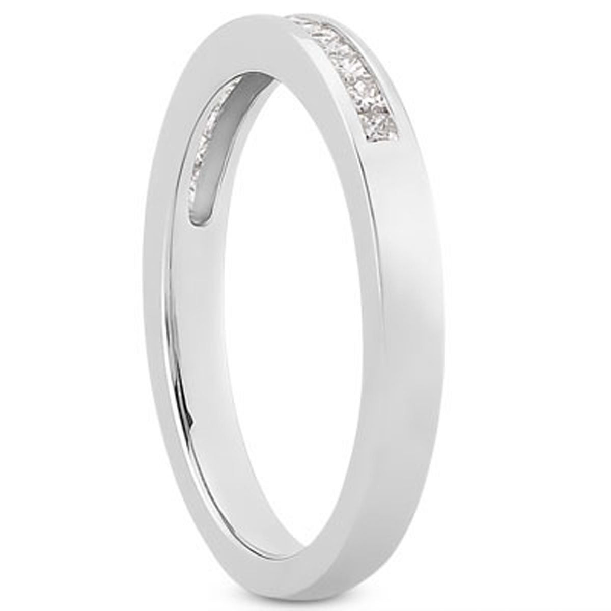 14k White Gold Channel Set Princess Diamond Wedding Ring Band - jazzyjewelryjones
